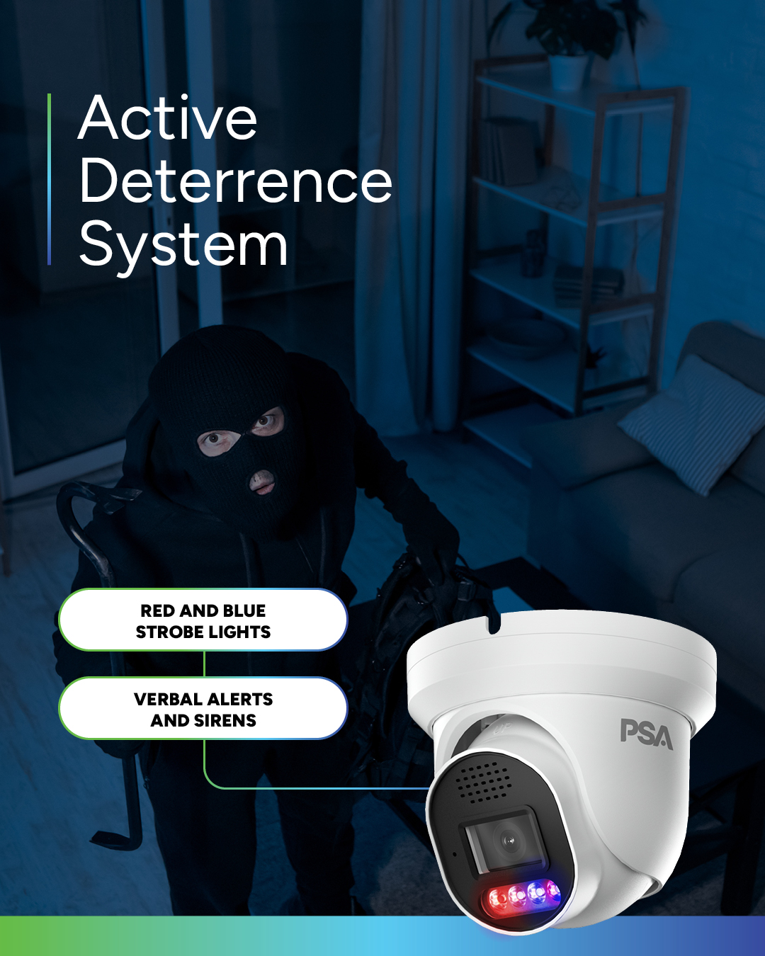 PSA Centrii active deterrence security camera with strobe lights installed in Maryborough